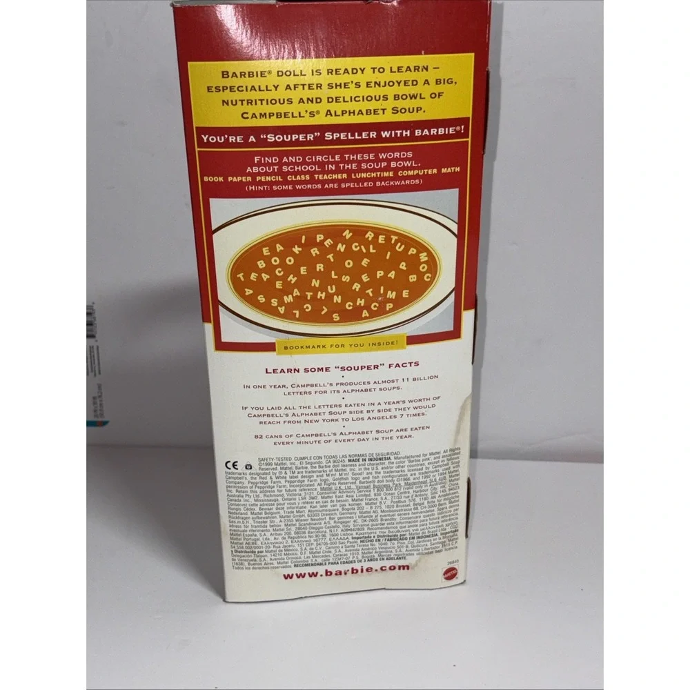 1999 CAMPBELL'S ALPHABET SOUP BARBIE *NEW* IN Box